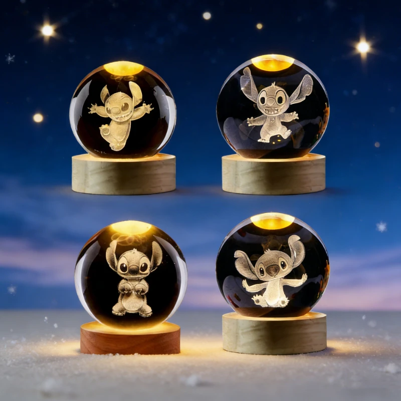 

Cute 3D Crystal Ball Lilo & Stitch Sailor Moon Mickey Mouse Donald Duck Led Night Light Lamp Bedside Birthday Gift Kids Toy