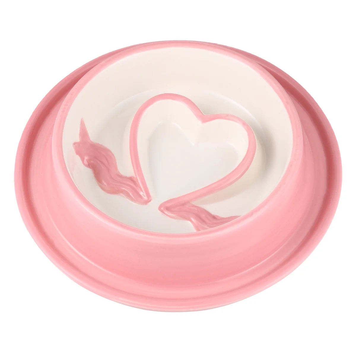 

Ceramic Heart Style Round Pet Dog Bowl Pink Thickened Slow Feeder Stable Non-Slip Food Water Container Feeding Supplies