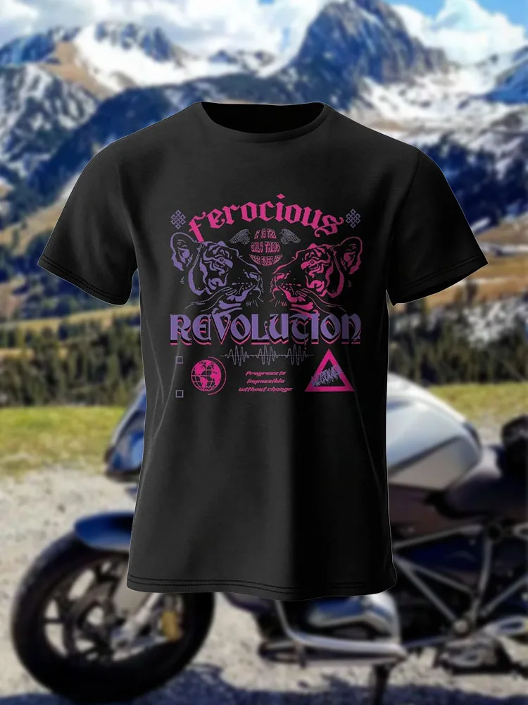 

Motocycle Eco-Friendly Printed 100% Cotton T-Shirt Soft & Breathable Round Neck Short Sleeve Tee Unisex Casual Wear