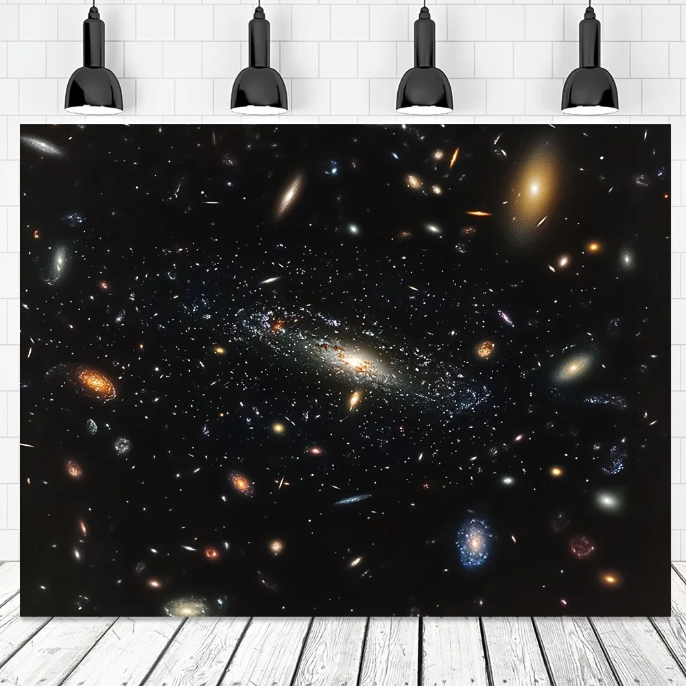 1 Hubble Deep Field Space Galaxy - لافتة خلفية من البوليستر الملون، مثالية لتزيين الحفلات والعطلات #4
