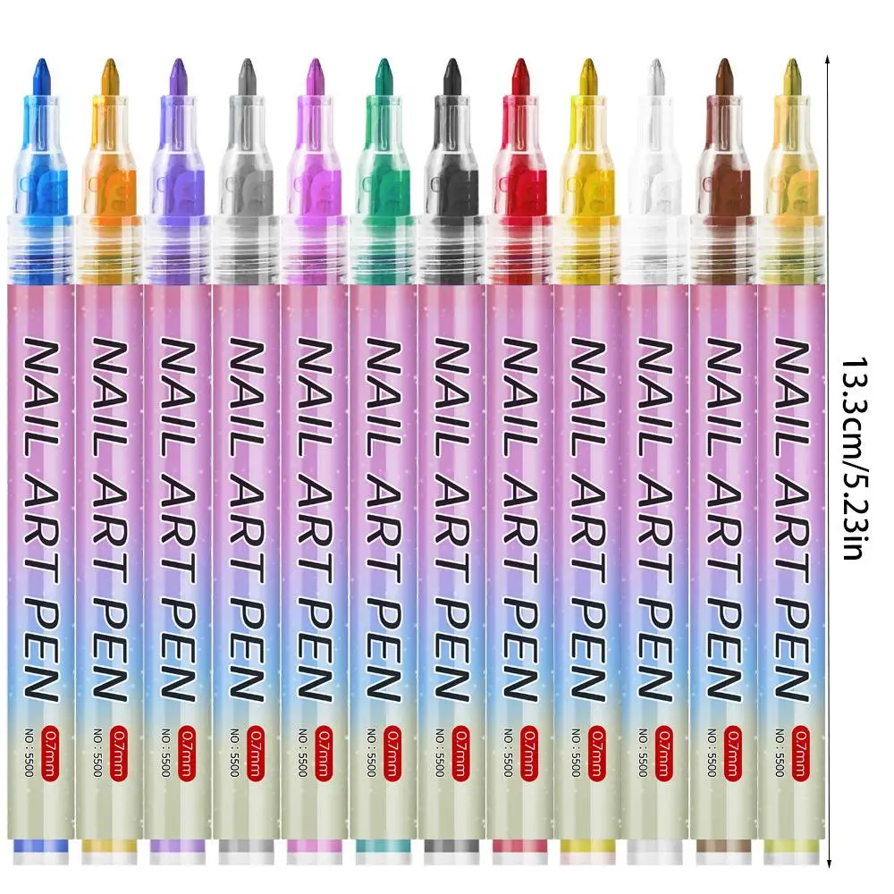 4/12 Pieces/Set Waterproof Colorful 3D Nail Art Graffiti Markers DIY Nail Painting Line Tools Abstract Line Nail Art Painting