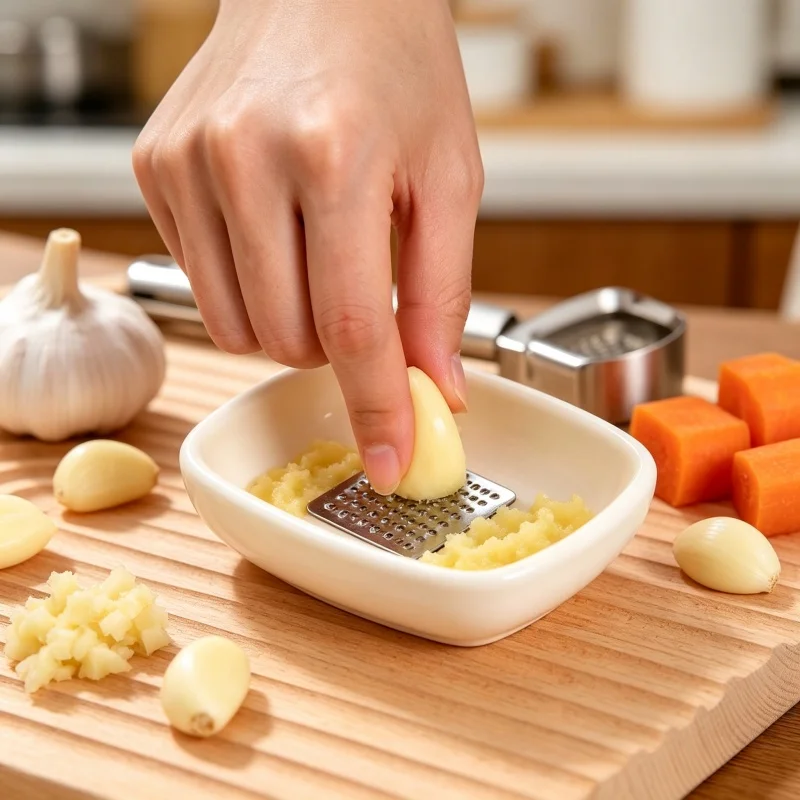 Ginger Garlic Grater, Manual Vegetable Masher Grinder, Portable Porcelain Grinding Plate for Ginger Garlic Kitchen Gadget
