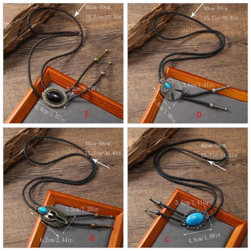 Mens Vintage American Bolo Tie Western โลหะ Eagle Bird หินคาวบอยหมวกจี้เสื้อคอเนคไทเครื่องประดับอุปกรณ์เสริม