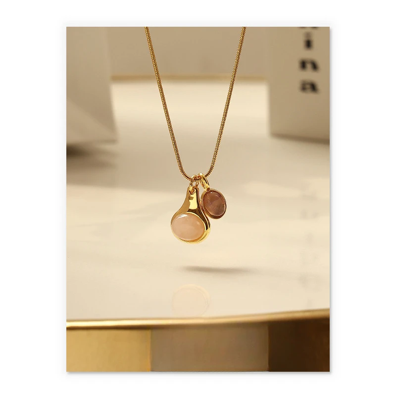 European and American niche temperament minimalist basic versatile natural stone pendant necklace necklace jewelry women