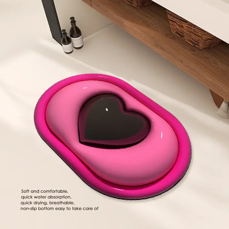 VIKAMA Three-dimensional Visual Cartoon Bathroom Floor Mat, Absorbent and Non Slip Soft Carpet Shower Room Entrance Decoration