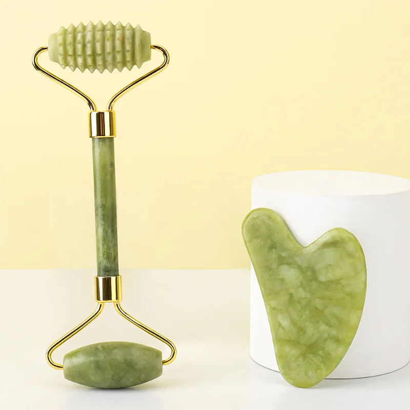 اليشم العلاج الطبيعي كشط تدليك الأسطوانة ، مدلك الوجه الطبيعي ، مجموعة كشط الوجه ، غوا شا #1