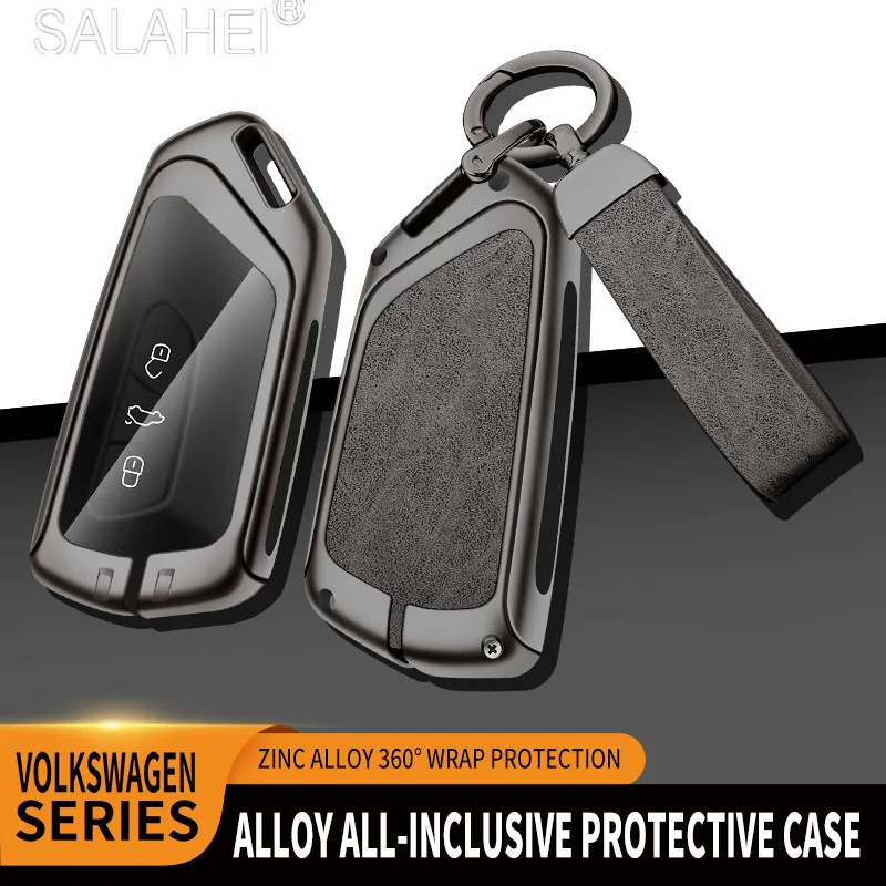 Leather Car Smart Remote Key Case Cover Holder Shell For VW Volkswagen Golf 8 Mk8 2020 For Skoda Octavia Keychain Accessories