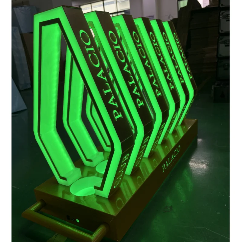 

Подставка для бутылок шампанского из нержавеющей стали VIP-класса, зеркальная, зеленая, с LED-подсветкой, для ночных клубов и вечеринок, сервировочный поднос