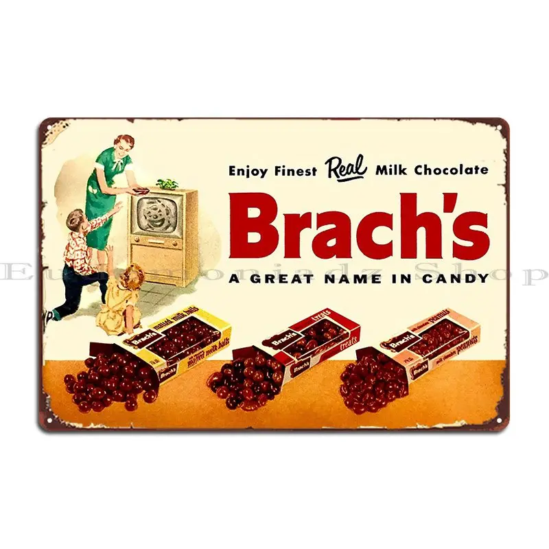 Brach S Milk Chocolate Advert Metal Plaque Poster Printing Decoration Garage Wall Mural Decoration Tin Sign Poster