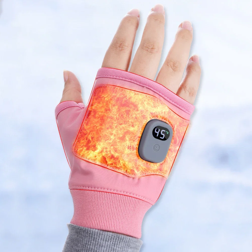 Luvas elétricas recarregáveis aquecidas sem dedos, Hand Warmer, Luvas térmicas, Quente, USB, Esportes, Esqui, Inverno