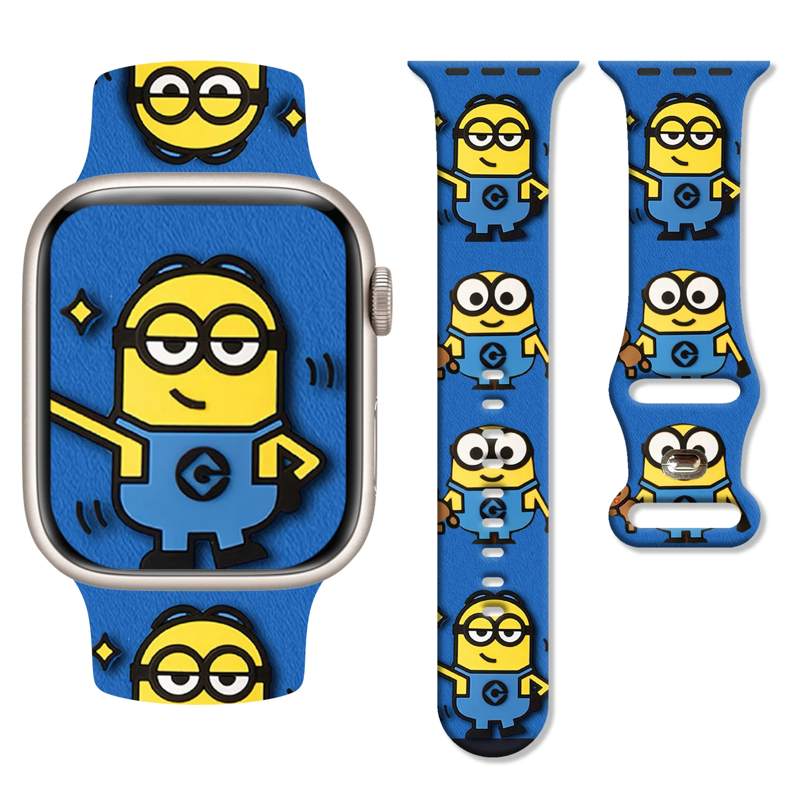 

Ремешок MINISO Boring Minions с принтом для Apple Watch 11, 10, 9, силиконовый ремешок, сменный браслет для iWatch 46/44/42/41 мм, ремешок для часов