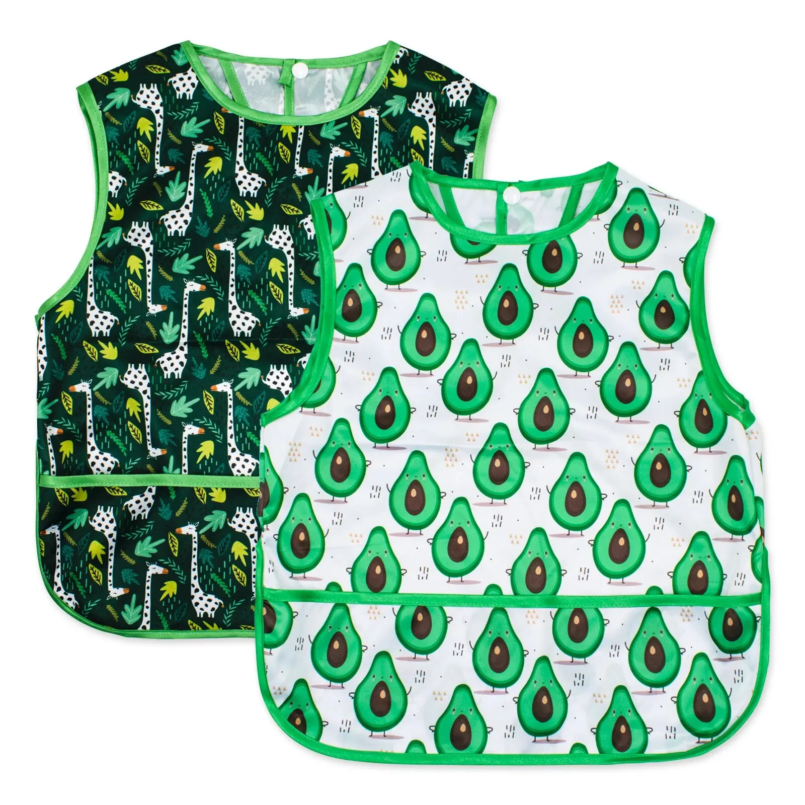 1Piece With Pocket Waterproof Printing Sleeveless Baby Feeding Bib Easy To Clean Reusable Washable Baby Bib