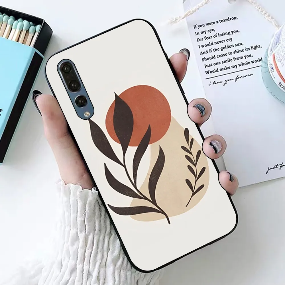 Geometric Plant Phone Case For Huawei P 8 9 10 20 30 40 50 Pro Lite Psmart Honor 10 lite 70 Mate 20lite