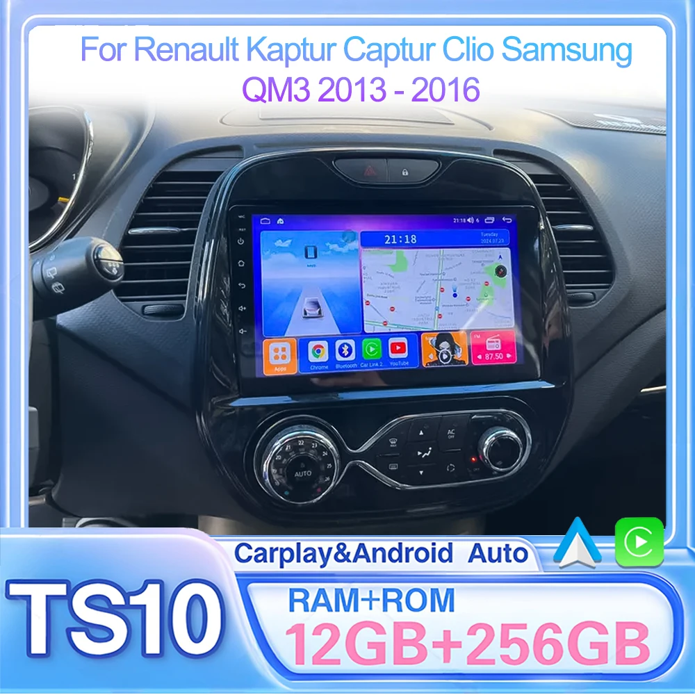 

Беспроводной Carplay Android 15, для Renault Kaptur Captur Clio Samsung QM3 2013 2014 2015 2016, автомобильный мультимедийный видеонавигатор, GPS 4G