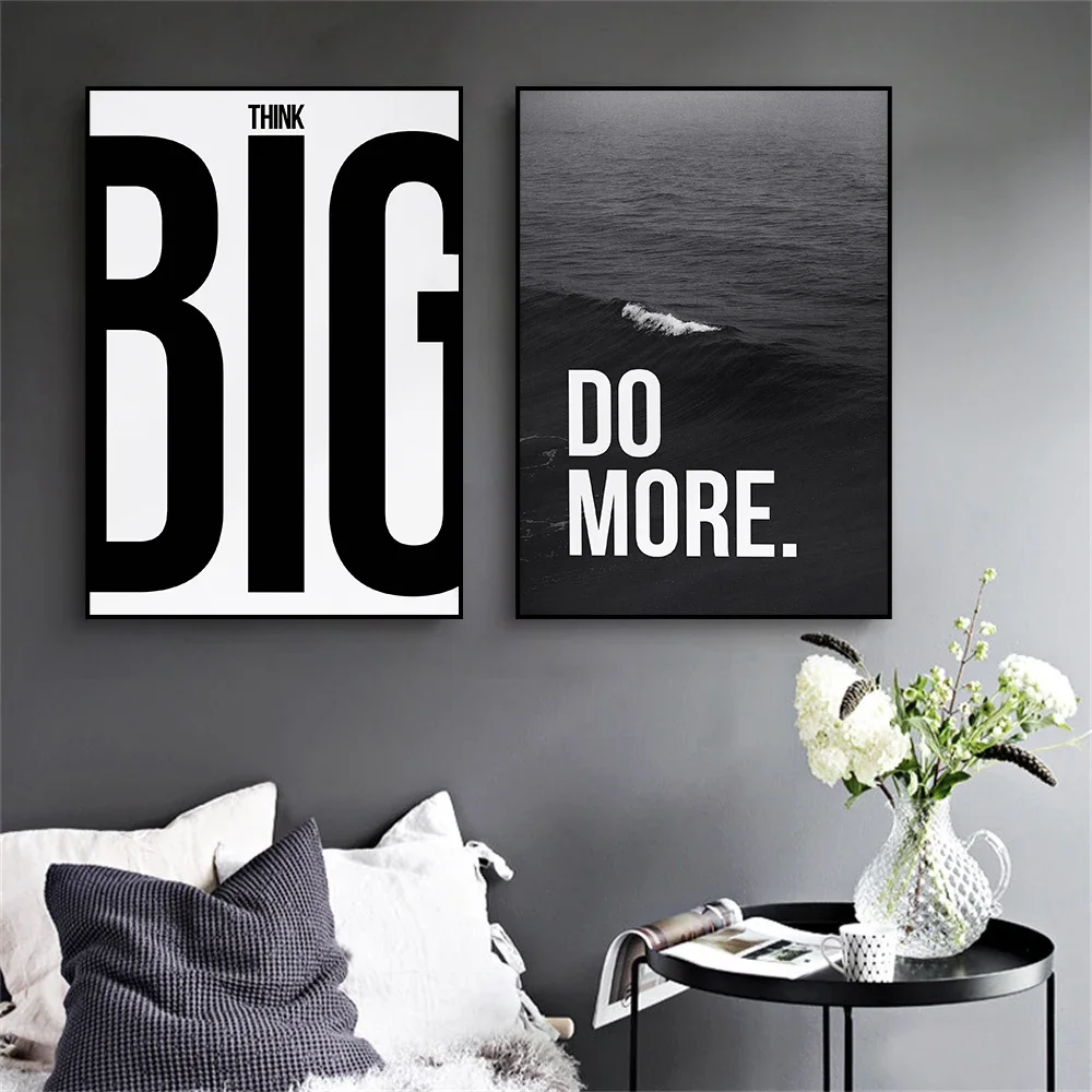 3pcs Frameless Motivational Quote Do More Canvas Poster Think Big Inspiration Canvas Painting Wall Art Pictures Gym Room Decor