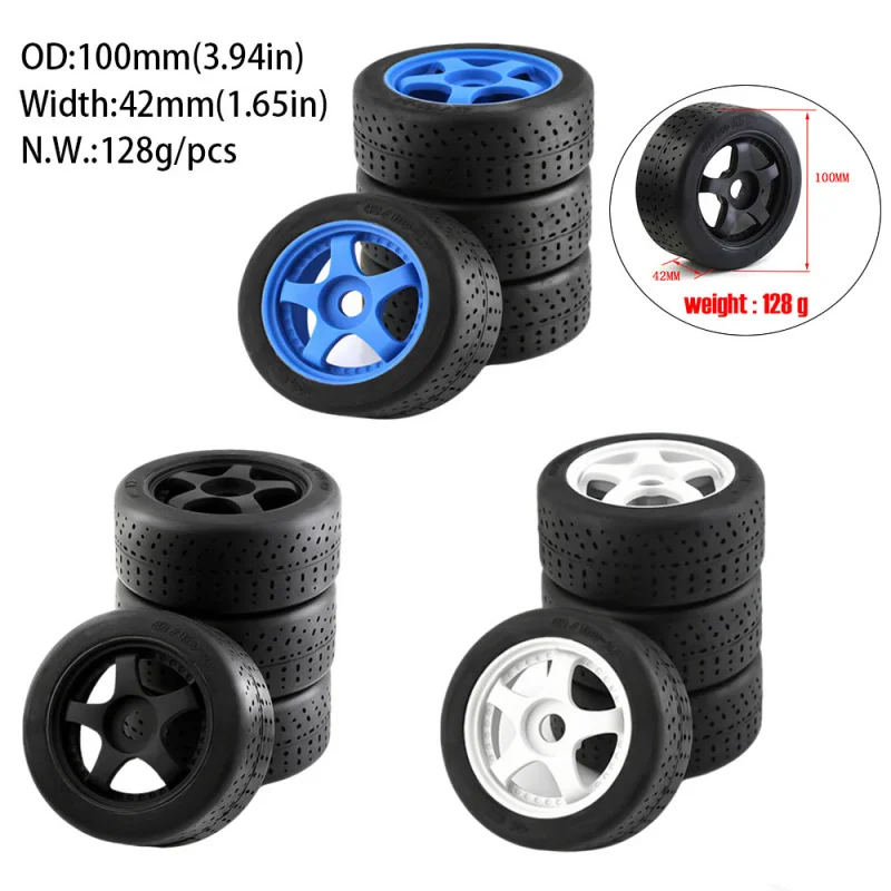 4Pcs 100x42mm RS Rubber Tire Tyre Wheel Hex For Arrma 1/7 Infraction Felony Limitless ARA109011 ARA109001 RC Car Upgrade Parts