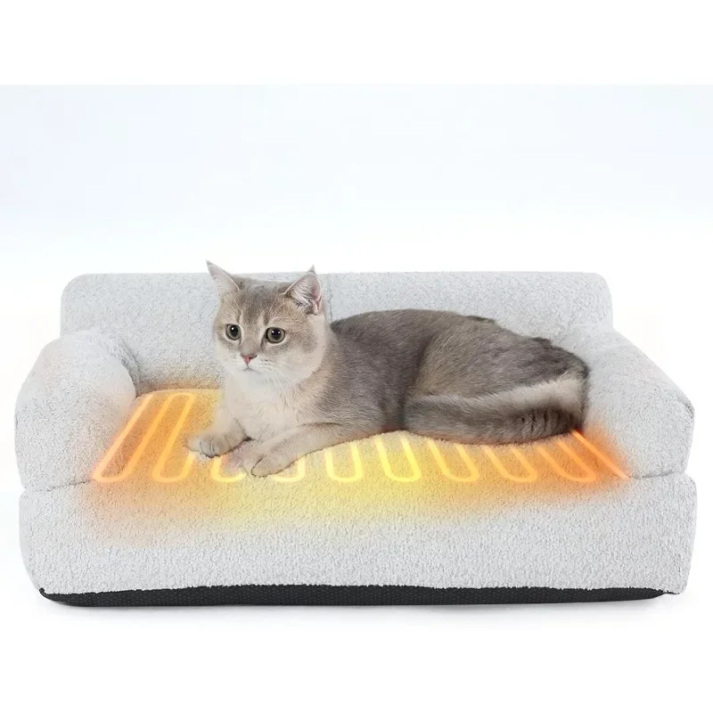 

Heated Cat Couch Bed for Indoor Pet Cats,Orthopedic Furniture, Warming & Heating PET Chair, Cat Beds Fabric, Anti-Slip Bottom,