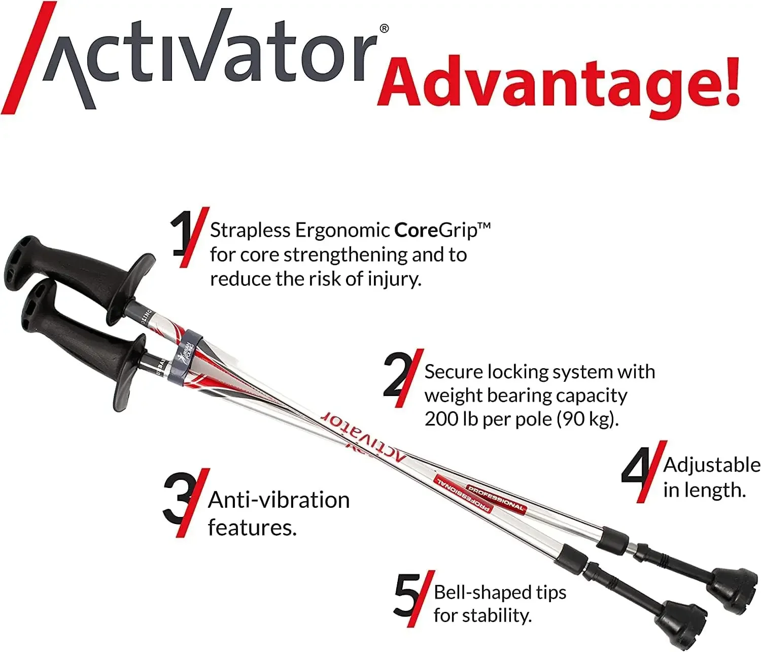 Poling ACTIVATOR™ Poles for Balance and Rehab/Stability/Walking/Nordic Walking Poles