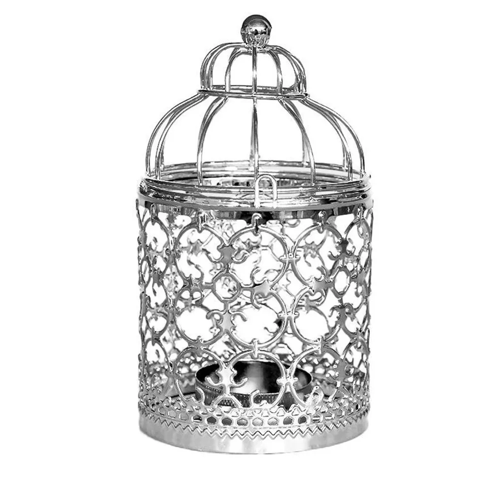 Birdcage Shape Metal Candle Holder Lantern Hollow Candle Stand Home Decor Dinner Party Wedding Party Candle Holder Decoration