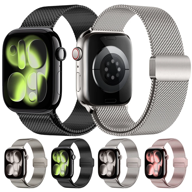 Titan-Milanese-Loop-Armband für Apple Watch Band 46mm 45mm 44mm 40mm 41mm Armband iWatch Serie 11/10/9/8/7/SE3/Ultra 2 3 49mm