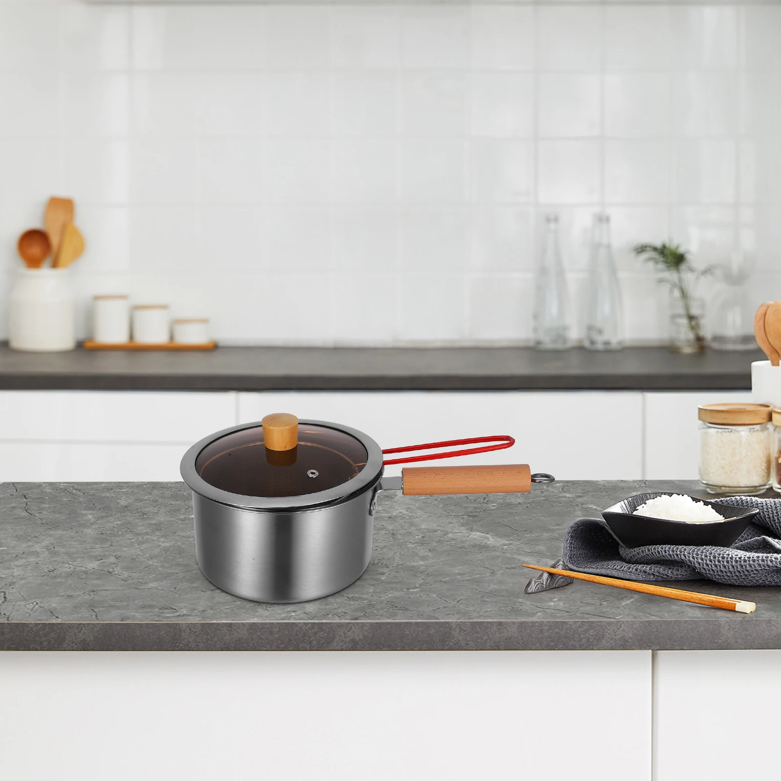 

1Set Stainless Steel Deep Fryer Pot with Frying Basket Multi-Functional Cooking Set for Oil Frying Stewing Soup Porridge Making