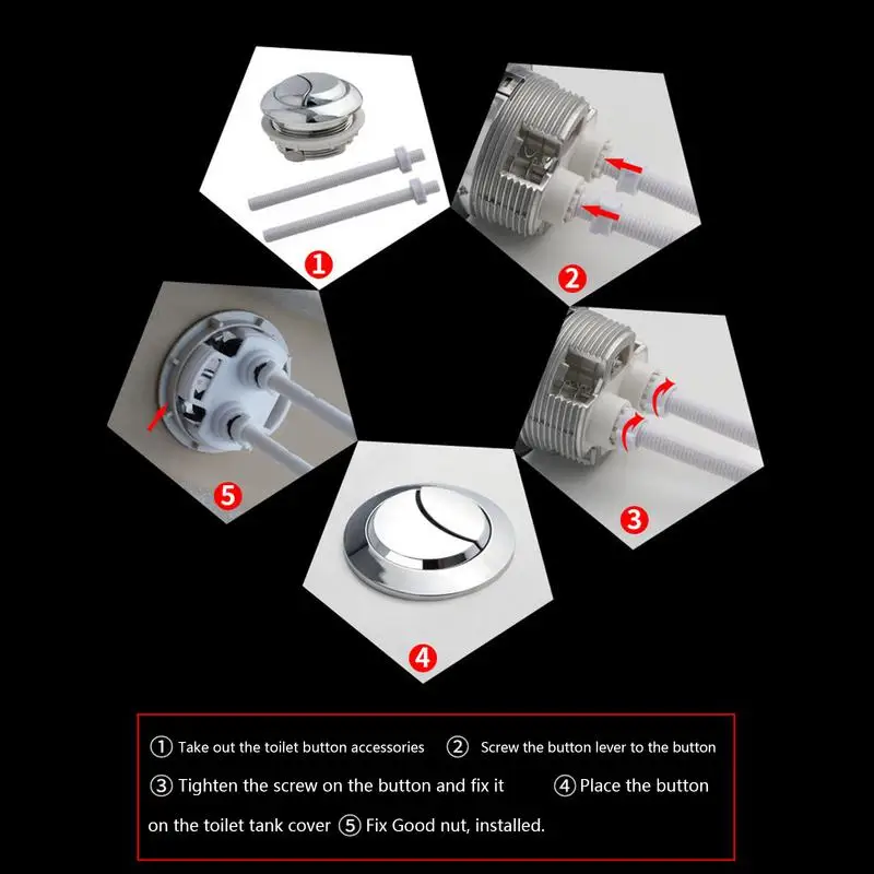 Dual Flush Button Universal Button Pusher Stainless Steel Spring Press Toilet Flusher Dual Flush Toilet Tank Bathroom product
