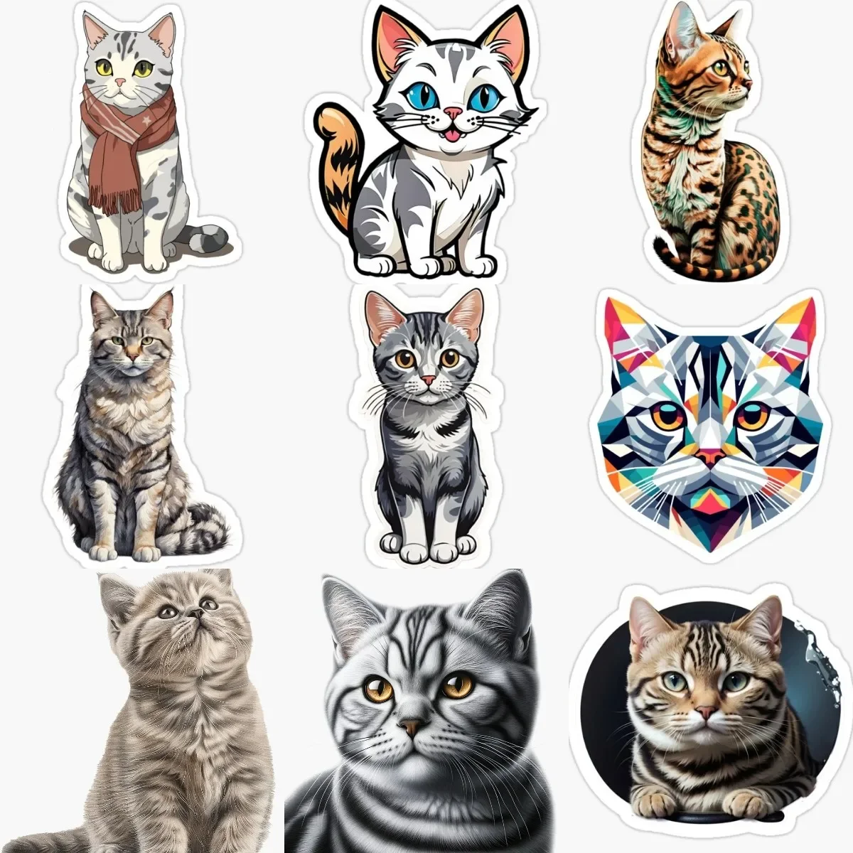 

Cute Cat American Shorthair Pets PVC Waterproof Stickers for Decorate Window Wall Door Car Helmet Motorcycle Decal