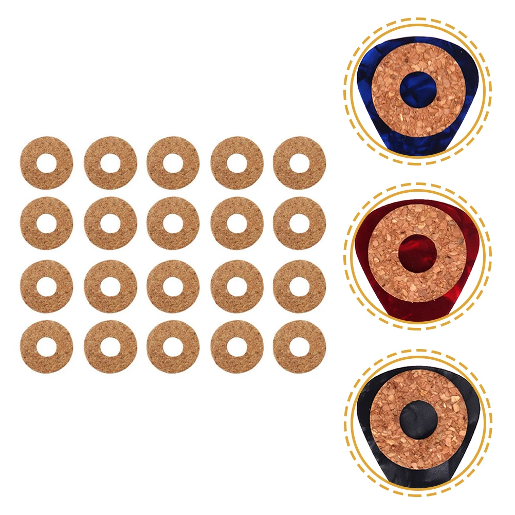 

20 Pcs Anti-slip Gasket Guitar Pick with Grip Holder Non-slip Picks Cork Guards Acoustic Child Grips