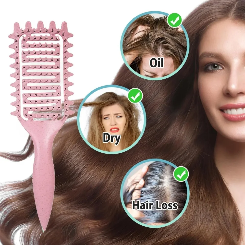 

3in1 Lightweight Hair Comb Hollow Out Detangling Hair Brush Curl Define Styling Brush Tangled Wet Curly Hair Comb Shaping Tool