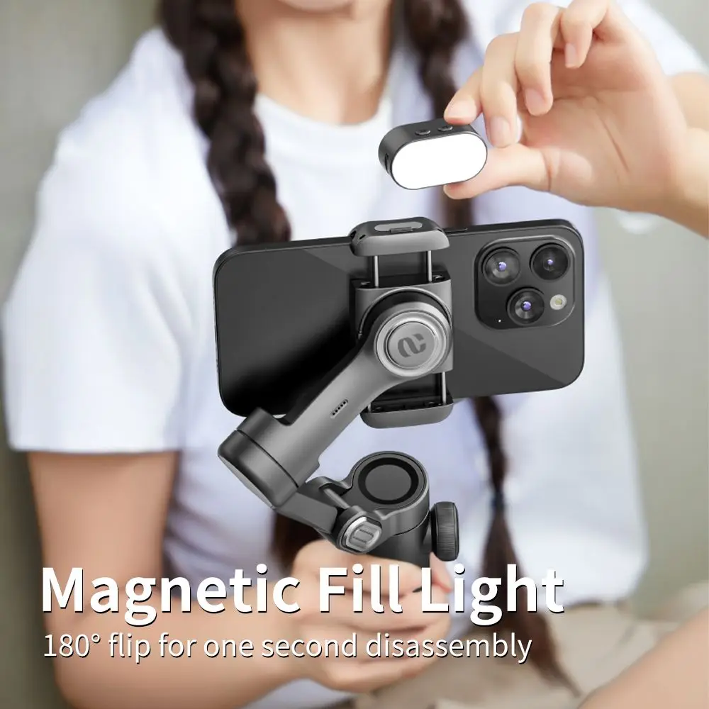 Smart XE 3-Axis Handheld Gimbal Stabilizer for Smartphone with Fill Light for iPhone Android Face Tracking Tiktok Vlog
