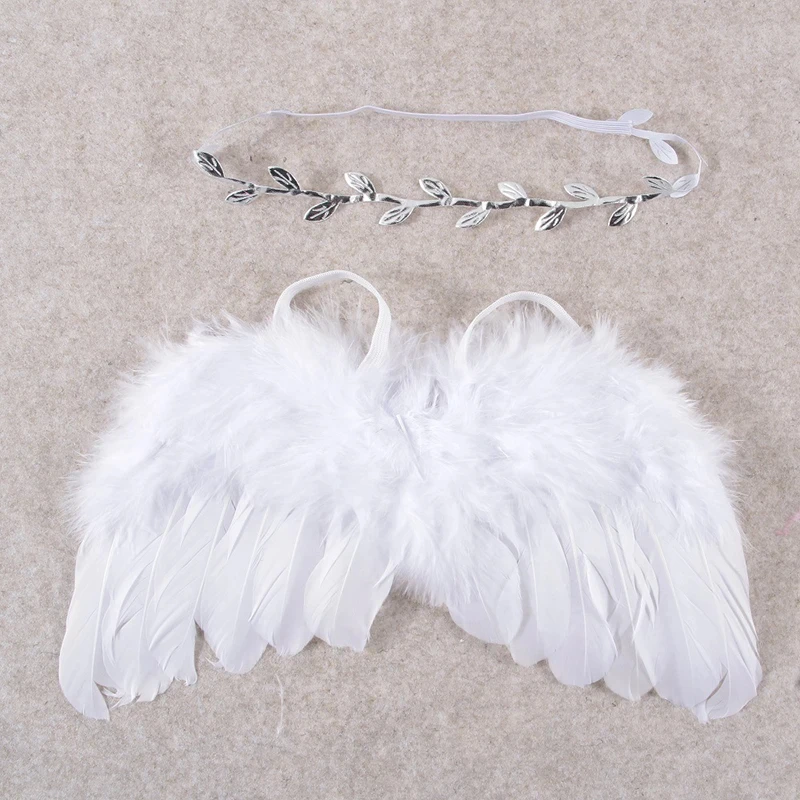 Newborn Photography Feather Angel Wing With Leaf Headband Set Baby Accessories Newborn Baby Souvenirs Photo Props Accessories