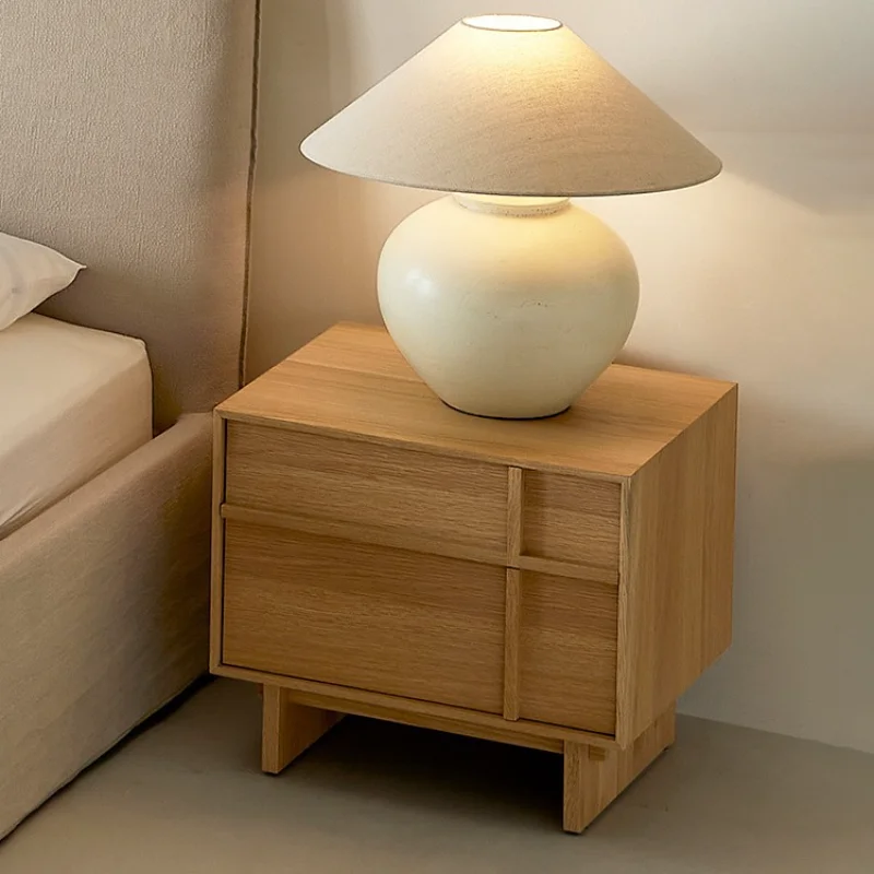 Szafka nocna z litego drewna nordyckiego białego dębu, nowoczesna, minimalistyczna, w stylu rustykalnym, szafka do przechowywania w sypialni.