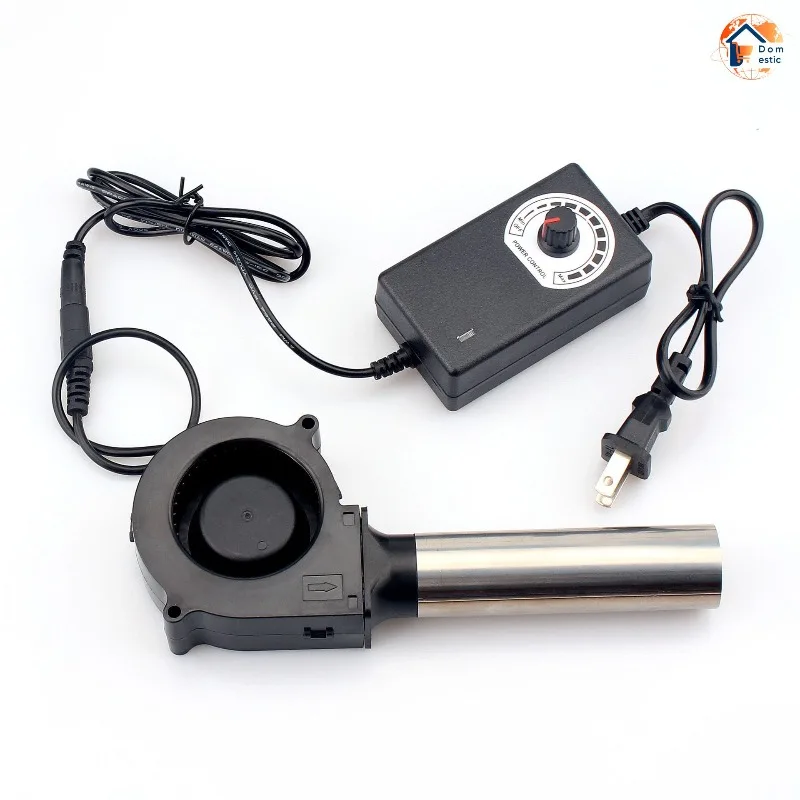 220V BBQ Fan Small Blast Engine with Air Collecting Adjustable Speed Cooking Tool US/EU/UK Plug Handheld Barbecue Blower Camping