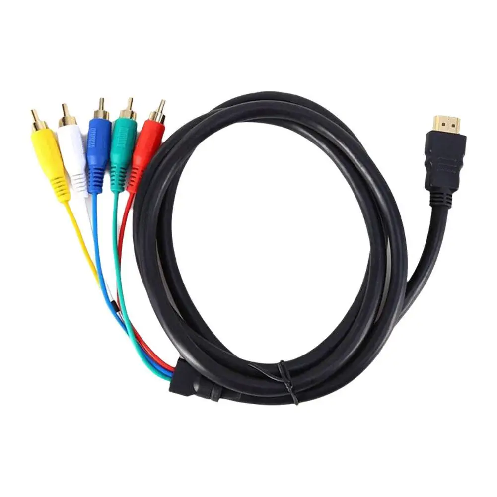 Cable de conversión de componentes AV chapado en oro, Cable macho compatible con HDMI de 5 PIES A 5-RCA RGB, Audio y Video