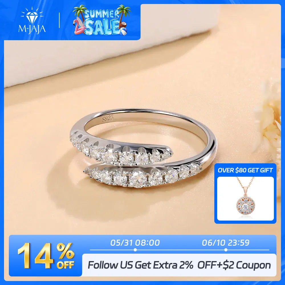 

M-JAJA Moissanite Snake Ring for Women Wedding Band S925 Sterling Silver Diamond Engagement Rings 18K Gold Plated Fine Jewelry