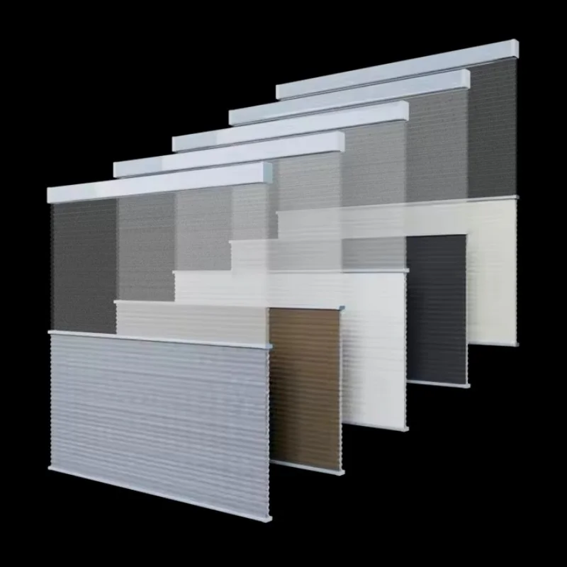 New Natural Style 100% Blackout Light Filtering Dual Layer Remote Control Day And Night Motorized Honeycomb Blinds For Window