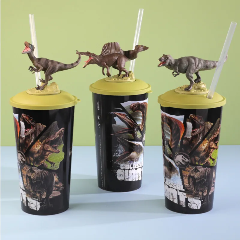 

Dinosaur Action Figure Cup With Straw For Kids Creative 3D Model Lid Water Bottle Reusable Tumbler For Birthday Party Gift