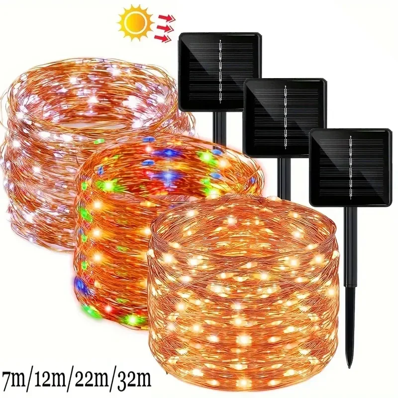 Solar Outdoor Decorative String Lights Waterproof Fairytale Garland String Lights Outdoor Patio Garden Christmas Decoratio