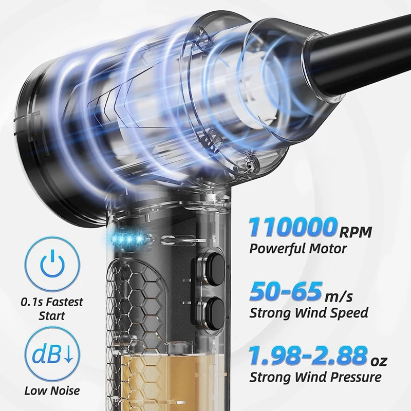 Multipurpose Electric Duster And Air Blower ABS Compressed Air Cleaner For PC,Replace Compressed Air Cans For Deep Cleaning