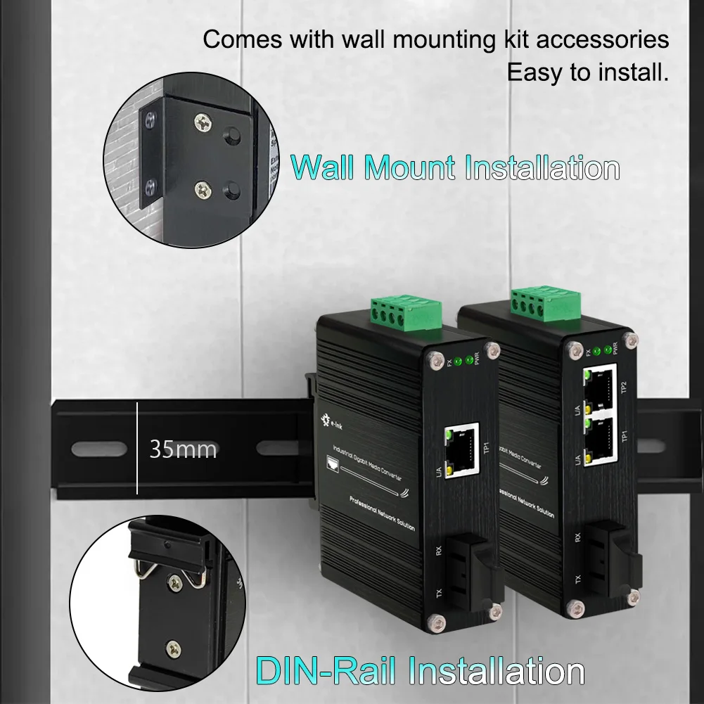 Imagem -05 - Conversor de Mídia de Fibra Industrial Gigabit Ethernet Switch Poe 1rj45 1sc Trilho Din 10 Mbps 100 Mbps 1000mbps