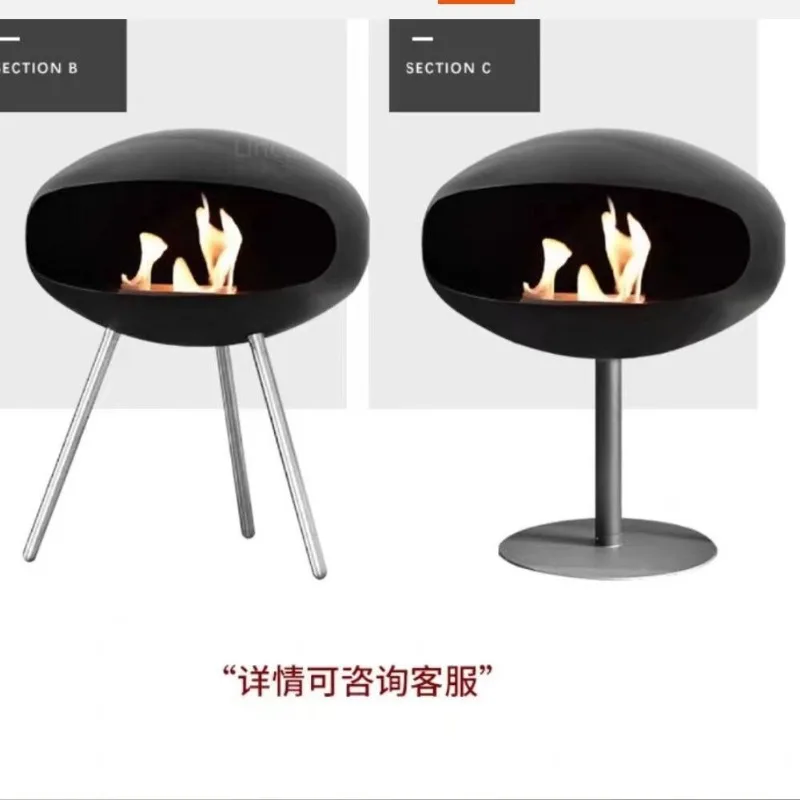Standing fireplace artist household alcohol fireplace real fire decorative brazier wooden feet metal feet two optional