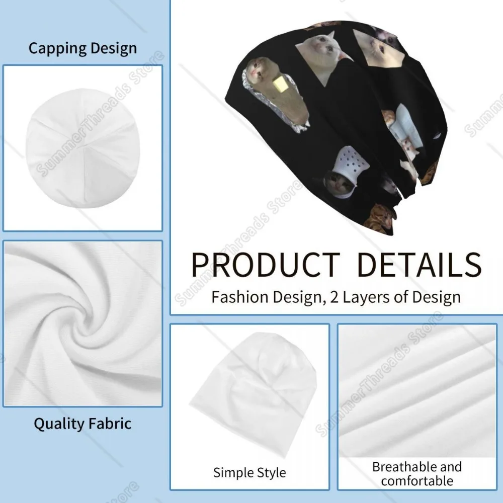 البكاء القط ميمي حزمة Skullies Beanies القبعات مضحك لطيف بارد للجنسين الشارع قبعات دافئة رئيس التفاف بونيه محبوك قبعة #5