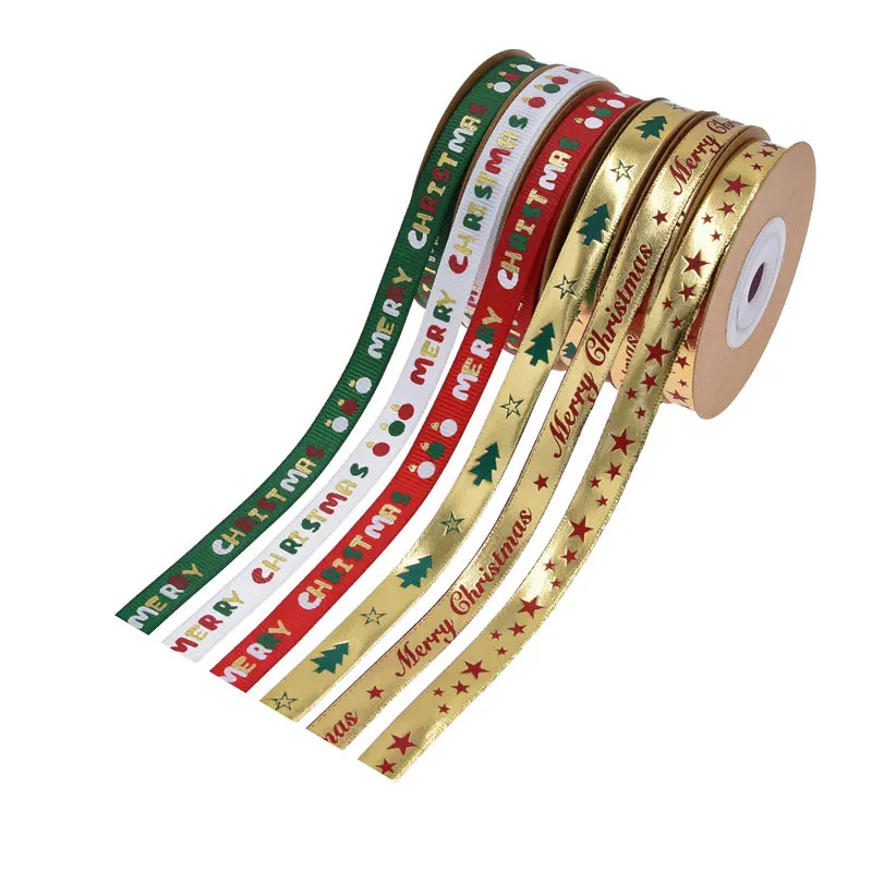 10Yards/Roll nastri natalizi nastri in poliestere da 10mm nastri di raso per la decorazione di confezioni regalo artigianali fai da te