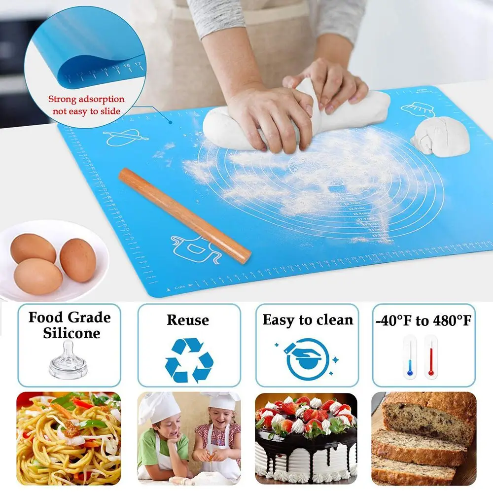 Temperature Resistance Kitchen Thickening Cooking Silicone Baking Mat Kneading Dough Pad Pastry Rolling Mat Bakeware Liners