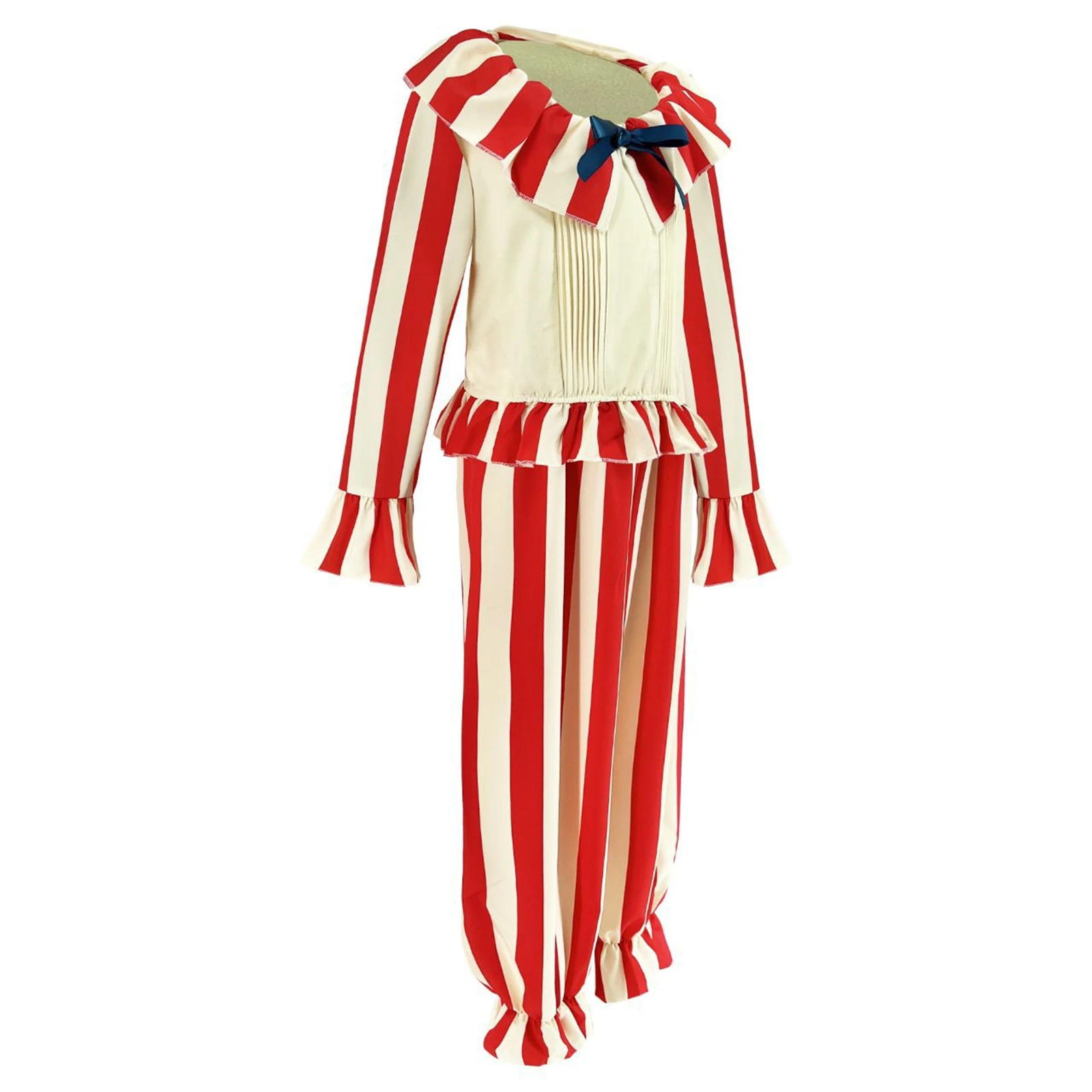Clown Cosplay Costume Horror Movie Men'S Jumpsuit Red Striped Uniform Circus Clown Uniform Halloween Carnival Party Uniform view 4
