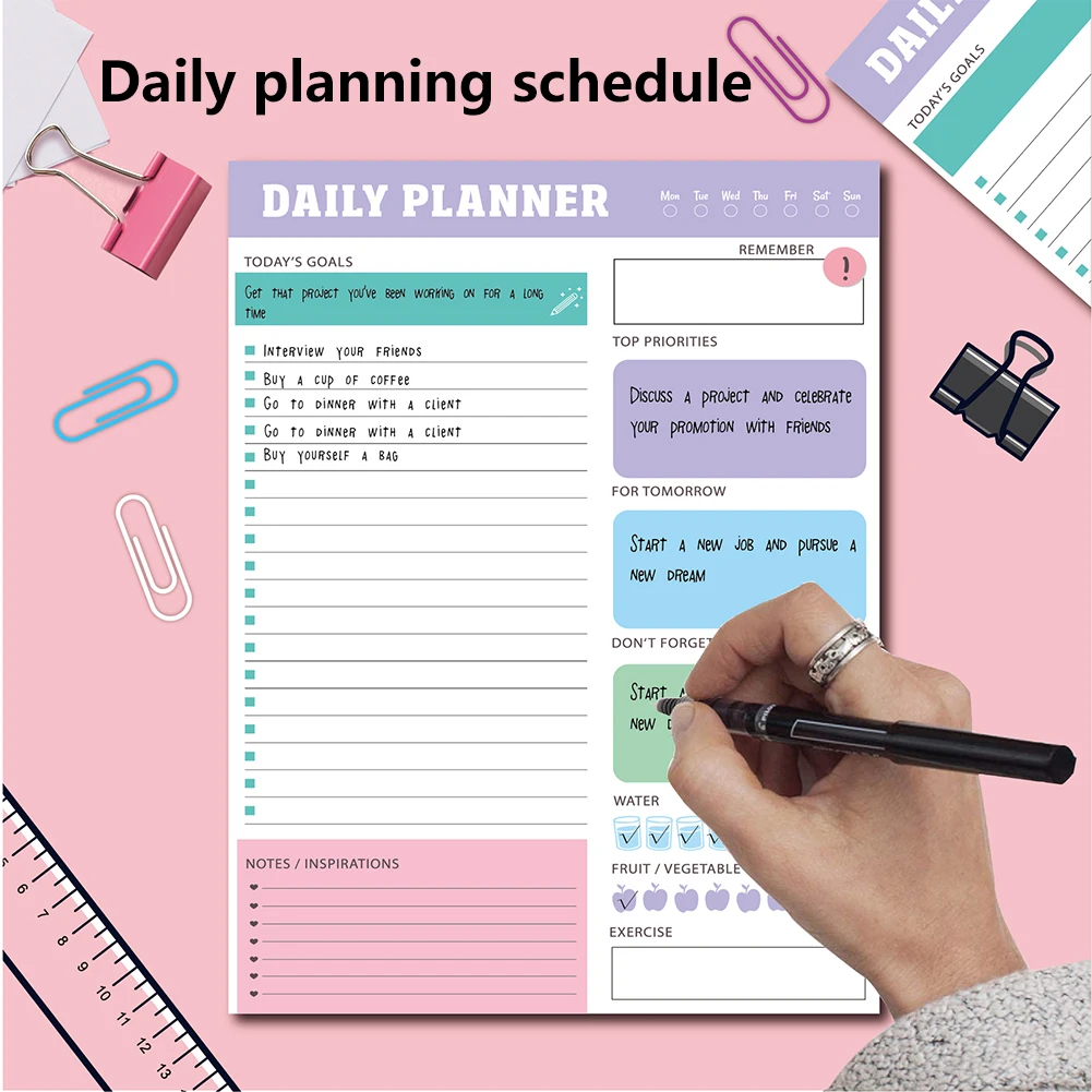 60 ورقة/كتاب مخطط يومي ممارسة هياكل مرنة للقيام قائمة العمل المنظم دراسة مكتب الجدول الزمني كتابة مذكرة المفكرة