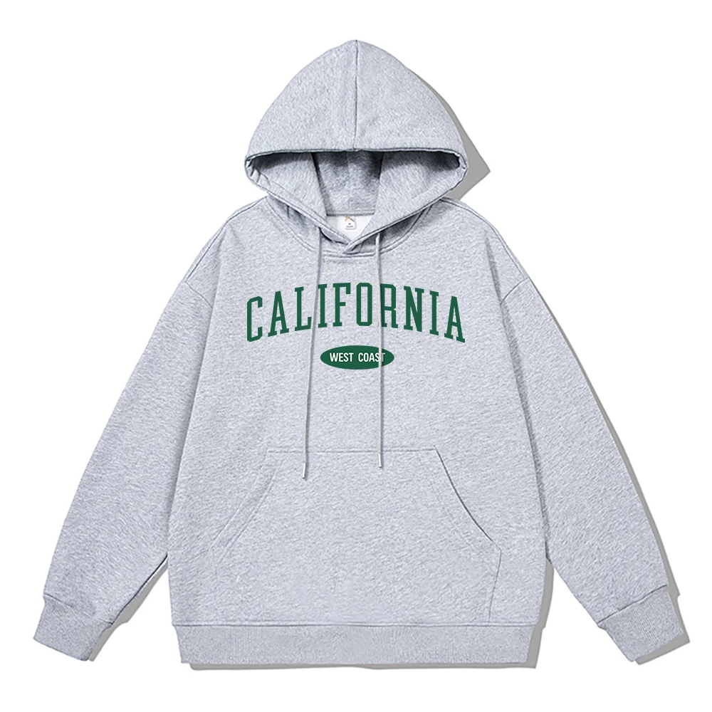 

California USA Letter Printed Hoodie Men Winter Warm Cotton Sweatshirts Fashion Thick Hoody Loose Oversize Sportswears Men's