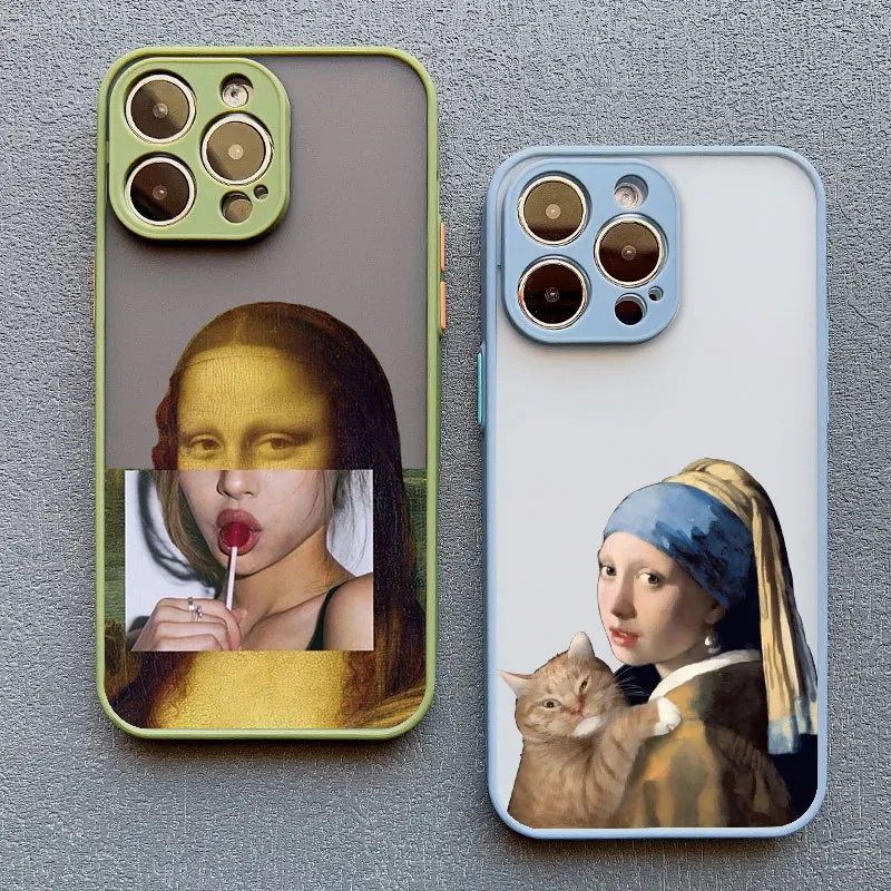 Art Aesthetic David Mona Lisa Phone Case For iPhone 16 11 14 Pro Max 13 12 15 Pro Max Mini XS X XR 7 8 Plus Shockproof Covers