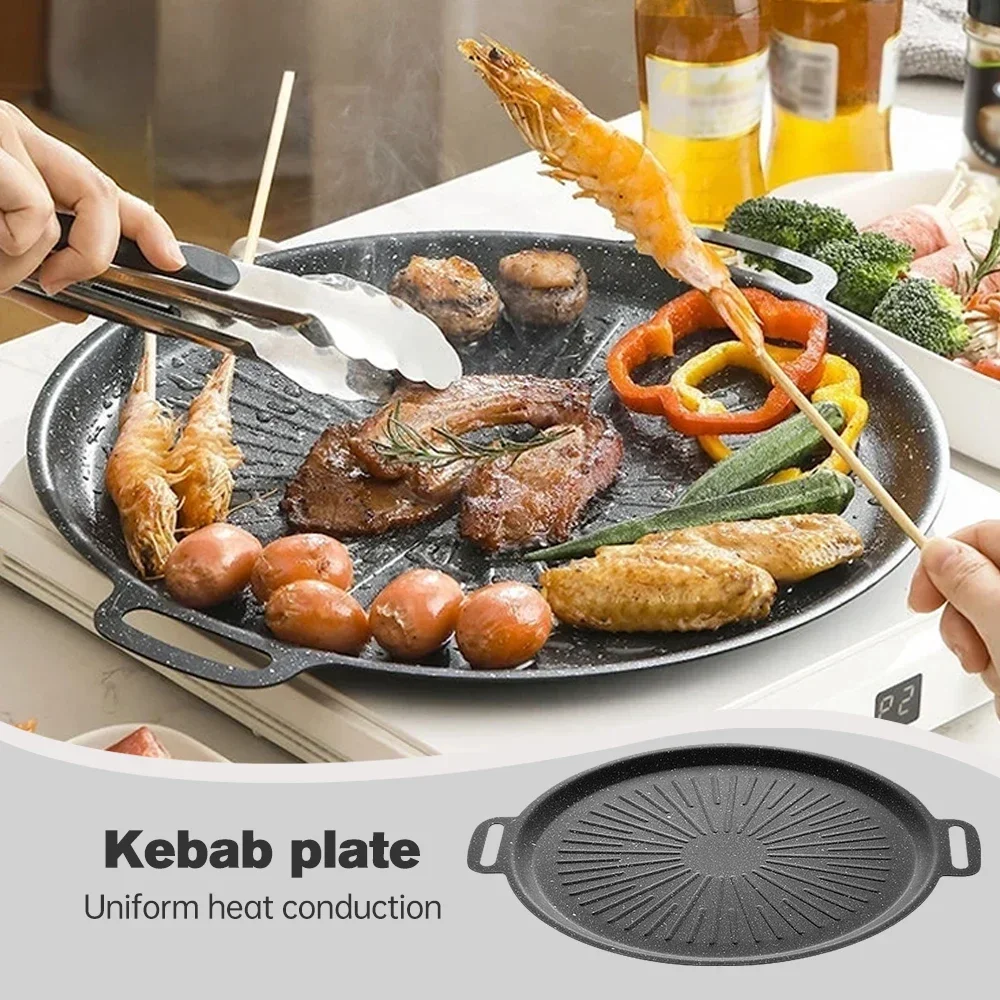 

BBQ Grill Pan Plate Non-stick Frying Barbecue Dish Multi-Griddle Iron Plate Induction Cooker Baking Tray Set Korean Grill Pan