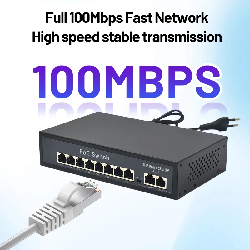 Kaysus 48V POE Switch 100Mbps Switch Ethernet With 8 Port Wifi Smart IP Switch RJ45 Injector Switcher for IP Camera CCTV